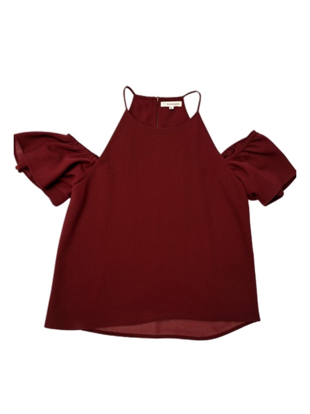Cold Shoulder Halter Top in Burgundy - Naked Zebra
